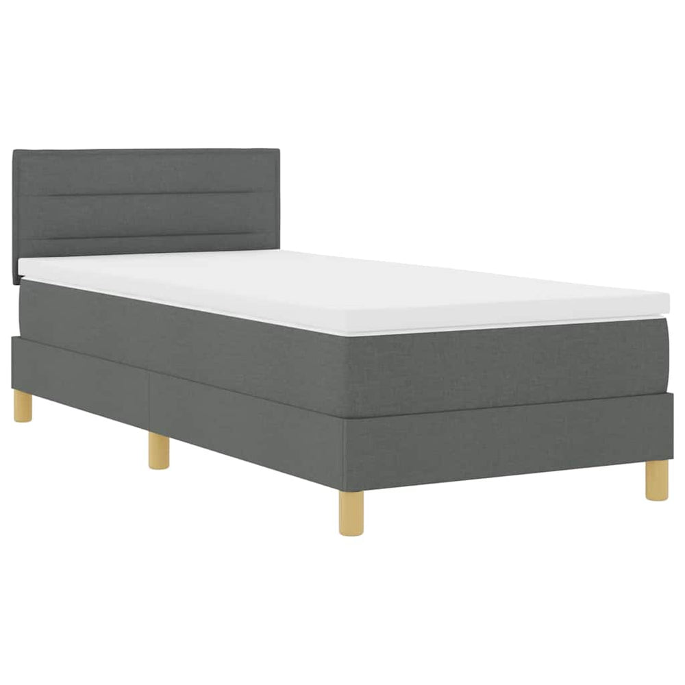 vidaXL Lit coffre à LED avec tête de lit Gris foncé 100 x 200 cm Tissu