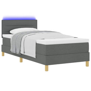 vidaXL Lit coffre à LED avec tête de lit Gris foncé 100 x 200 cm Tissu