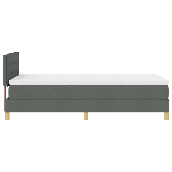 vidaXL Lit coffre à LED avec tête de lit Gris foncé 100 x 200 cm Tissu