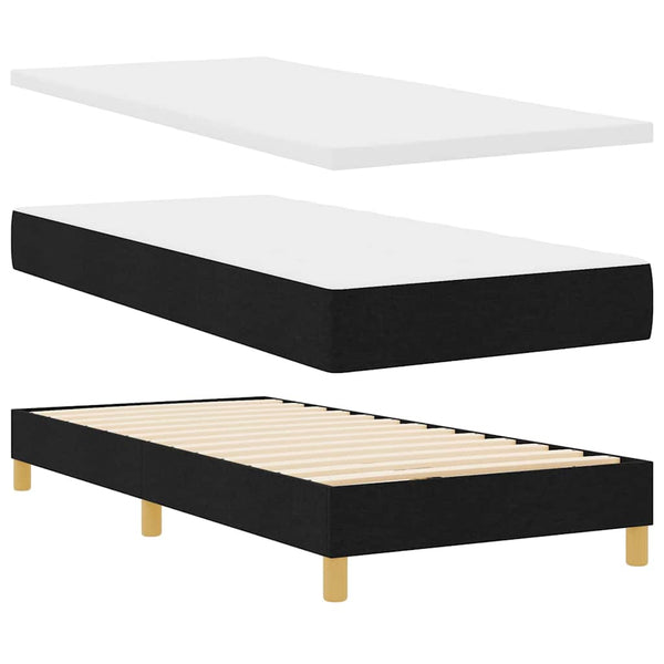 vidaXL Lit coffre à LED avec tête de lit Tissu noir 100 x 200 cm