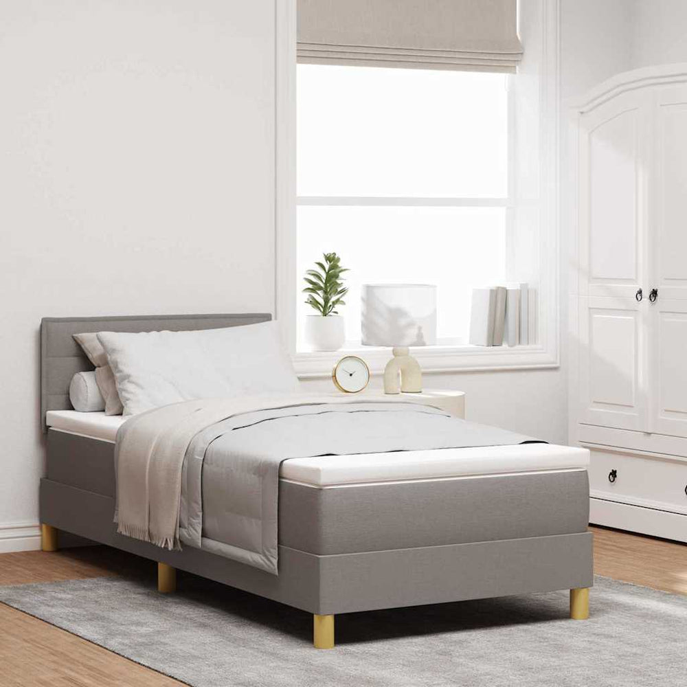vidaXL Lit boxspring LED avec bandes lumineuses LED Taupe Tissu 100 x 200 cm