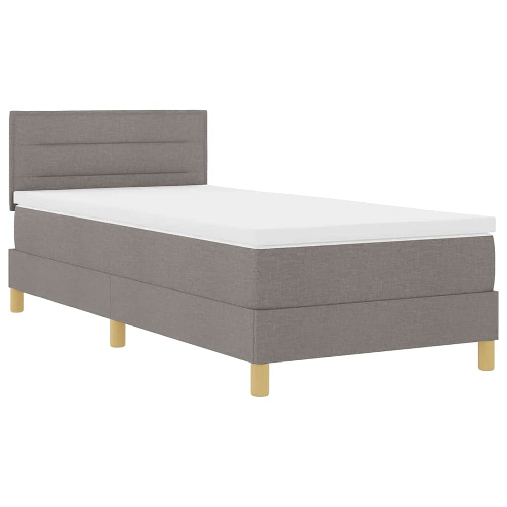 vidaXL Lit boxspring LED avec bandes lumineuses LED Taupe Tissu 100 x 200 cm
