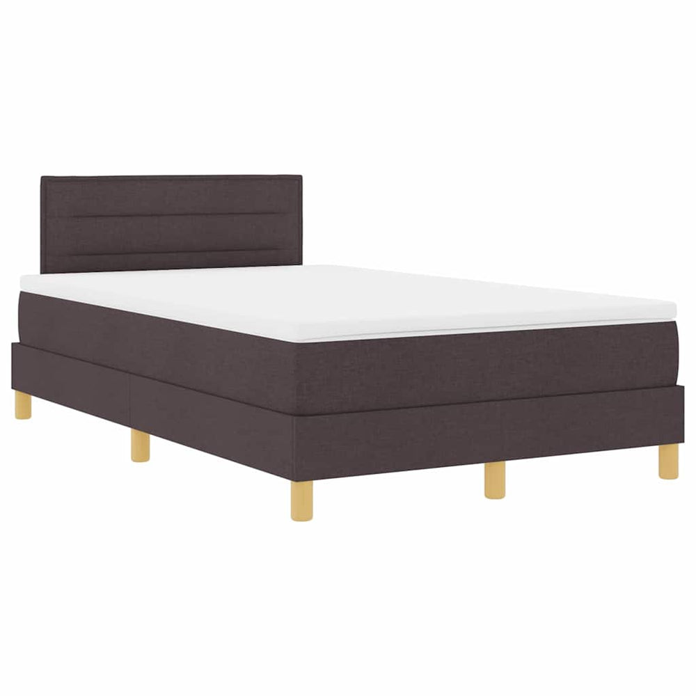 vidaXL Lit coffre à LED avec tête de lit marron foncé 120 x 190 cm Tissu