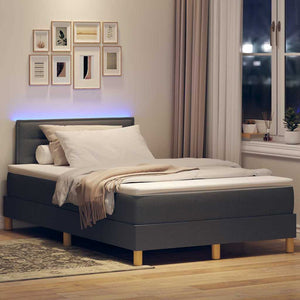 vidaXL Lit coffre à LED avec tête de lit gris foncé 120 x 200 cm Tissu