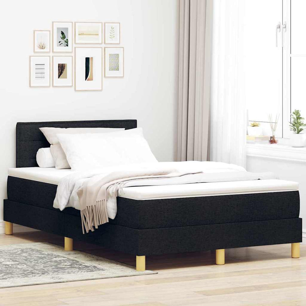 vidaXL Lit tapissier LED avec tête de lit tissu noir 120 x 200 cm