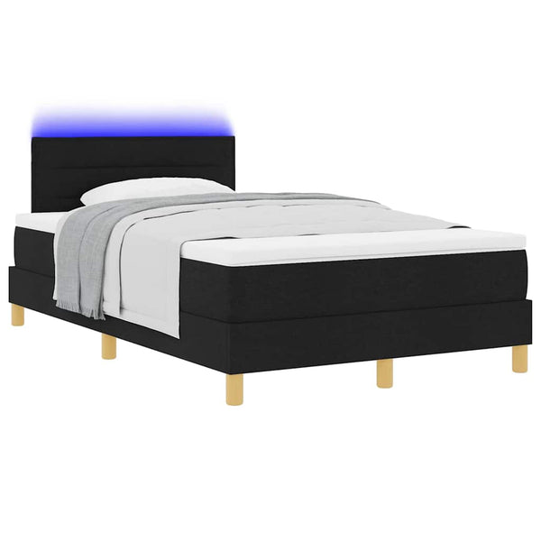 vidaXL Lit tapissier LED avec tête de lit tissu noir 120 x 200 cm