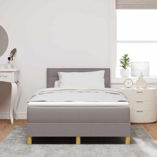 vidaXL Lit coffre à LED avec bandes lumineuses LED Taupe 120 x 200 cm Tissu