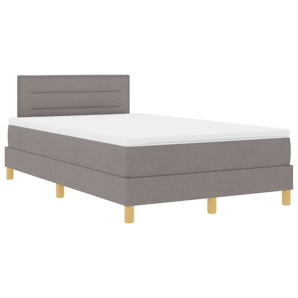 vidaXL Lit coffre à LED avec bandes lumineuses LED Taupe 120 x 200 cm Tissu