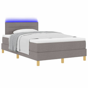 vidaXL Lit coffre à LED avec bandes lumineuses LED Taupe 120 x 200 cm Tissu