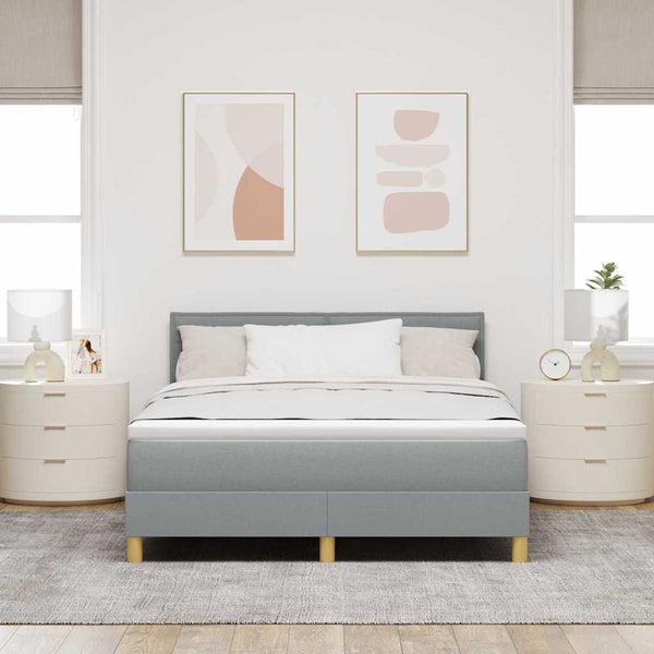 vidaXL Lit coffre tapissé à LED avec tête de lit Gris clair 140 x 190 cm Tissu