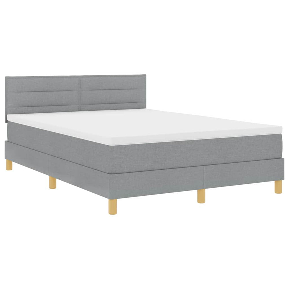 vidaXL Lit coffre tapissé à LED avec tête de lit Gris clair 140 x 190 cm Tissu