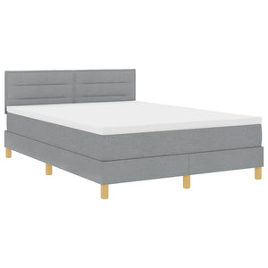 vidaXL Lit coffre tapissé à LED avec tête de lit Gris clair 140 x 190 cm Tissu