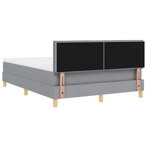 vidaXL Lit coffre tapissé à LED avec tête de lit Gris clair 140 x 190 cm Tissu