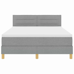 vidaXL Lit coffre tapissé à LED avec tête de lit Gris clair 140 x 190 cm Tissu