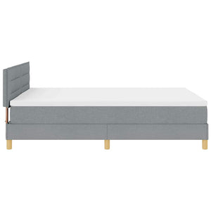 vidaXL Lit coffre tapissé à LED avec tête de lit Gris clair 140 x 190 cm Tissu