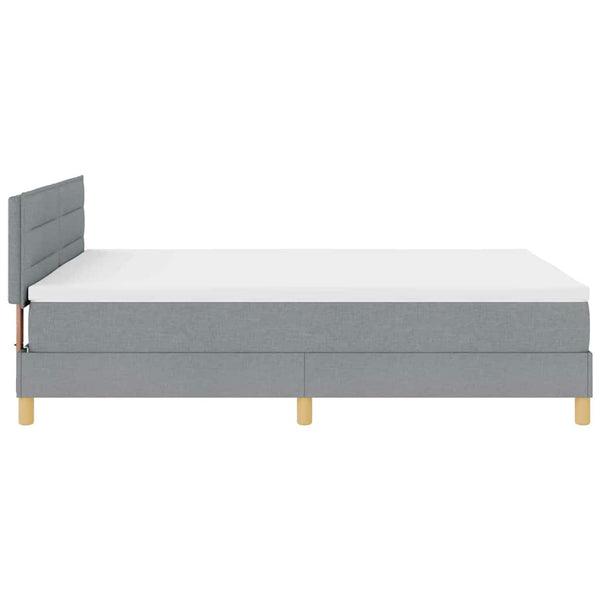 vidaXL Lit coffre tapissé à LED avec tête de lit Gris clair 140 x 190 cm Tissu