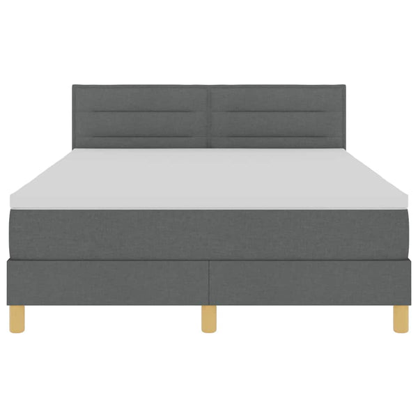 vidaXL Lit coffre à LED avec tête de lit Gris foncé 140 x 190 cm Tissu