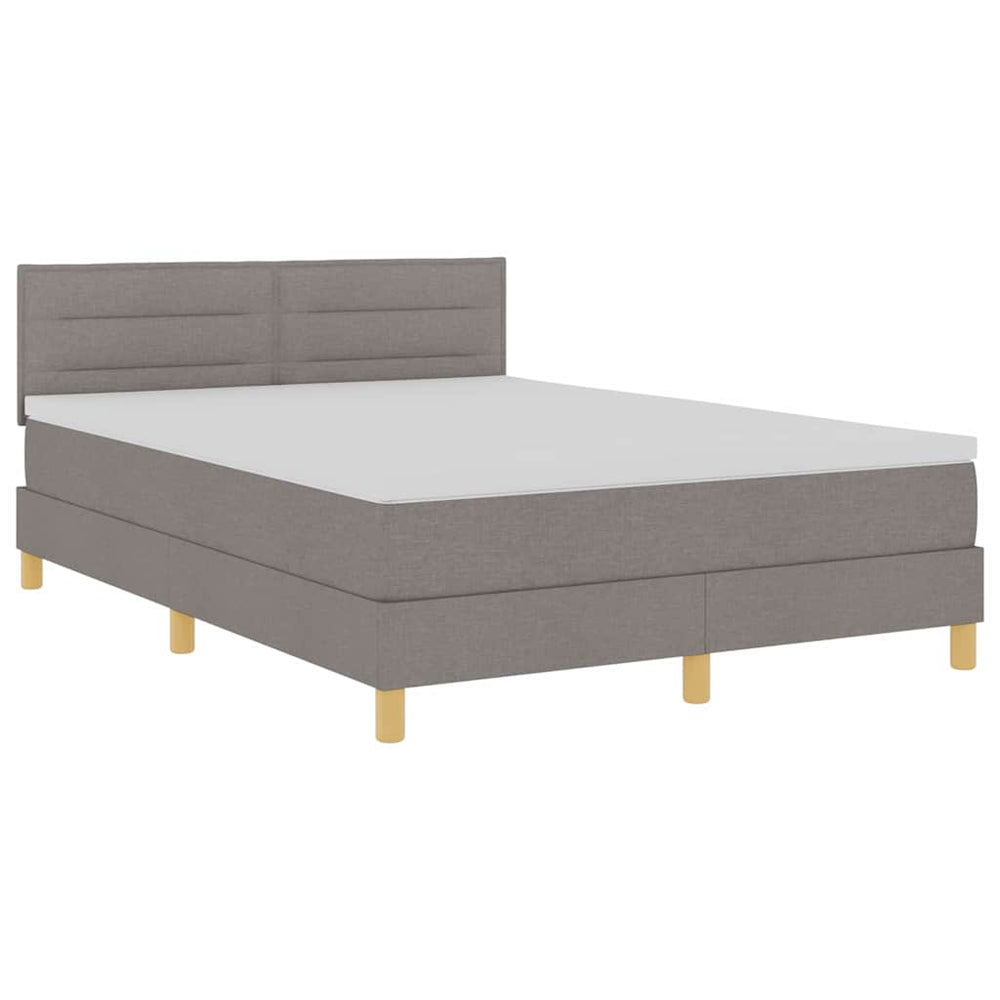 vidaXL Lit coffre à LED avec bande LED Taupe 140 x 190 cm Tissu