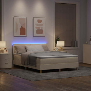 LED Boxspringbett Creme 140x190 cm