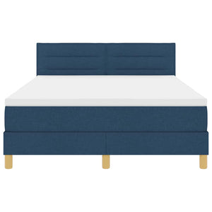 vidaXL Lit tapissier LED avec coussin bleu 140 x 190 cm en tissu