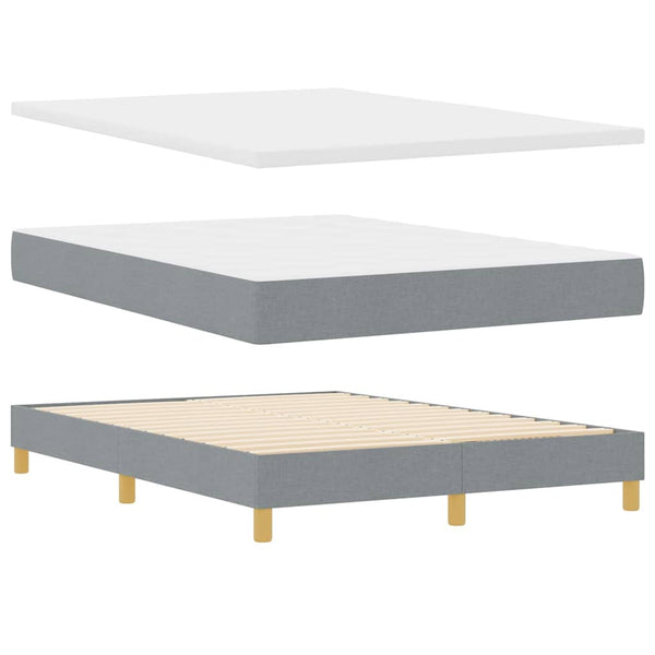 vidaXL Lit coffre LED avec tête de lit Gris clair Tissu 140 x 200 cm