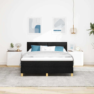vidaXL Lit coffre à LED avec tête de lit Tissu Noir 140 x 200 cm