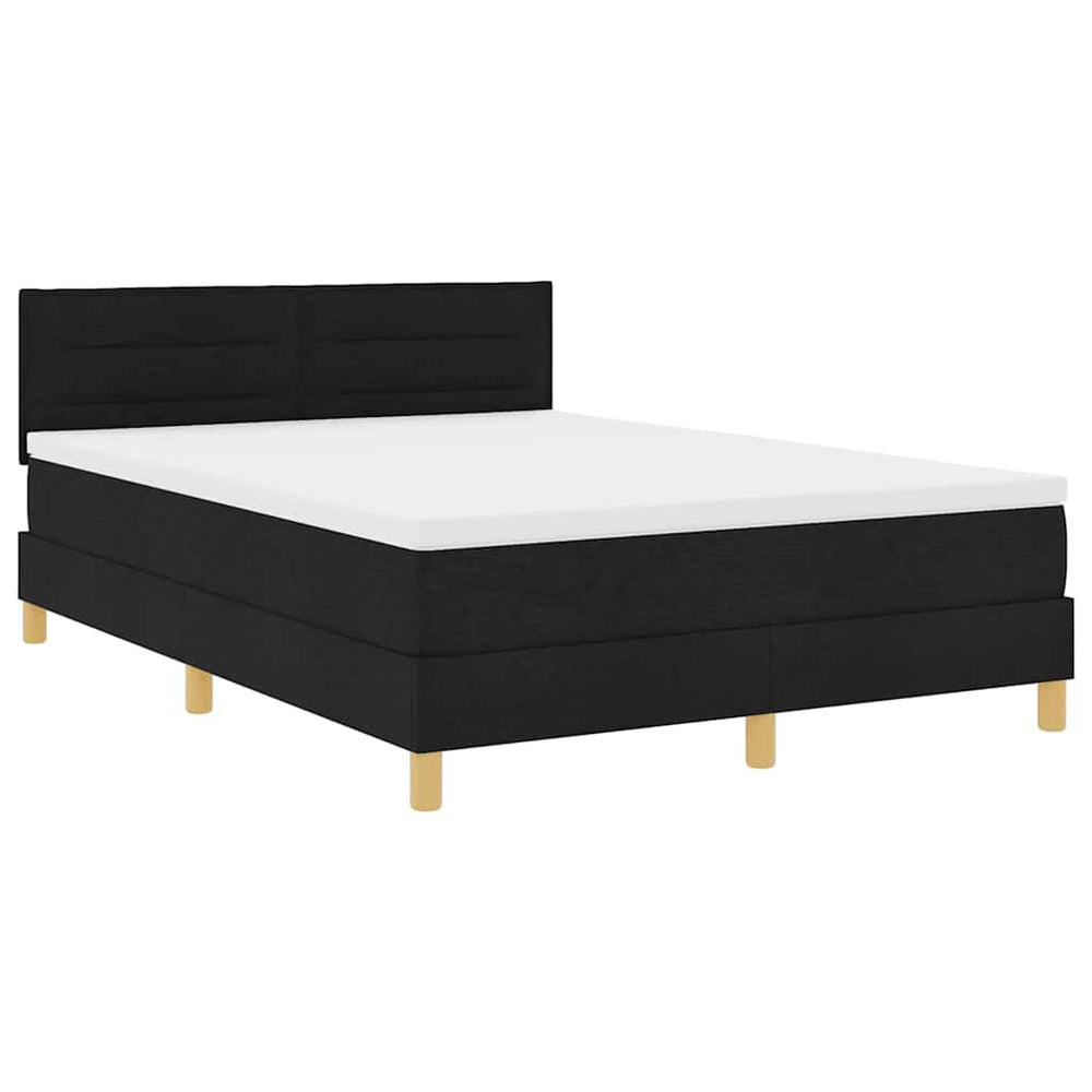 vidaXL Lit coffre à LED avec tête de lit Tissu Noir 140 x 200 cm
