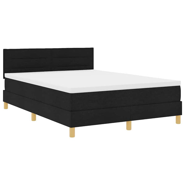vidaXL Lit coffre à LED avec tête de lit Tissu Noir 140 x 200 cm