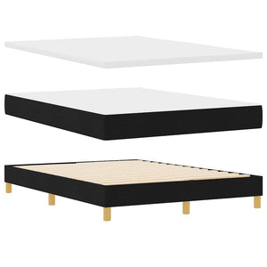 vidaXL Lit coffre à LED avec tête de lit Tissu Noir 140 x 200 cm
