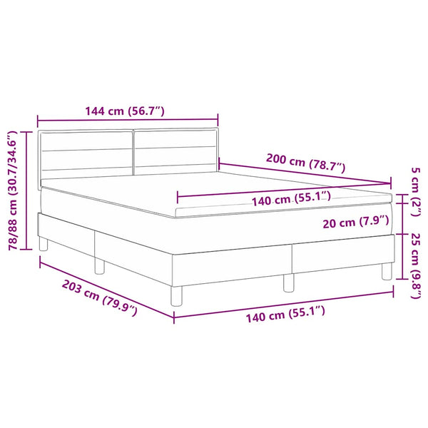 LED Boxspringbett Creme 140x200 cm