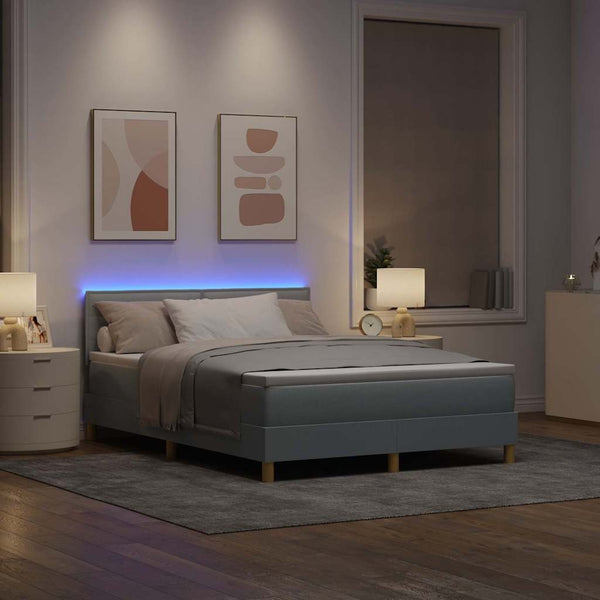vidaXL Lit tapissier LED avec tête de lit Gris clair 160 x 200 cm Tissu
