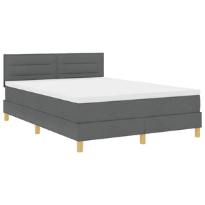 vidaXL Lit coffre à LED avec tête de lit Gris foncé 160 x 200 cm Tissu