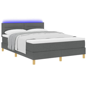 vidaXL Lit coffre à LED avec tête de lit Gris foncé 160 x 200 cm Tissu