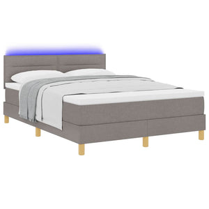 vidaXL Lit boxspring LED avec bandes lumineuses LED Taupe 160 x 200 cm Tissu