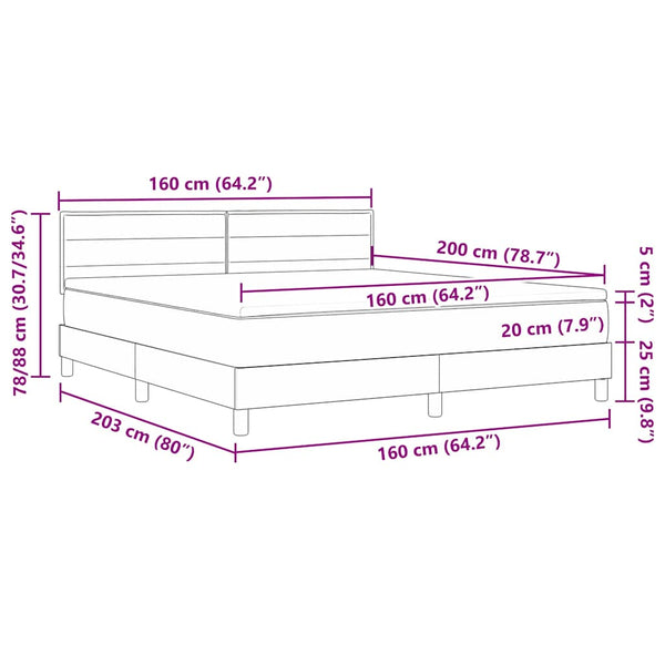 LED Boxspringbett Creme 160x200 cm