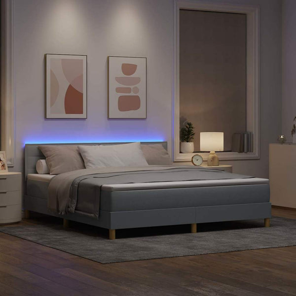 LED Boxspringbett Hellgrau 180x200 cm