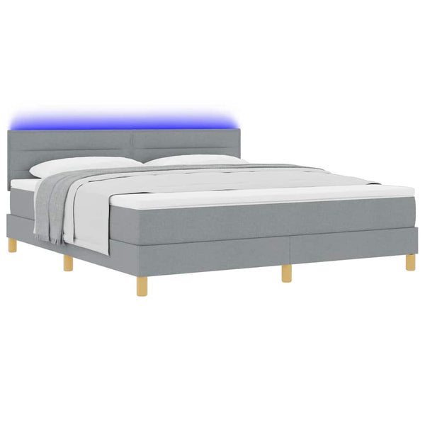LED Boxspringbett Hellgrau 180x200 cm