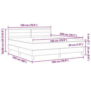 LED Boxspringbett Hellgrau 180x200 cm