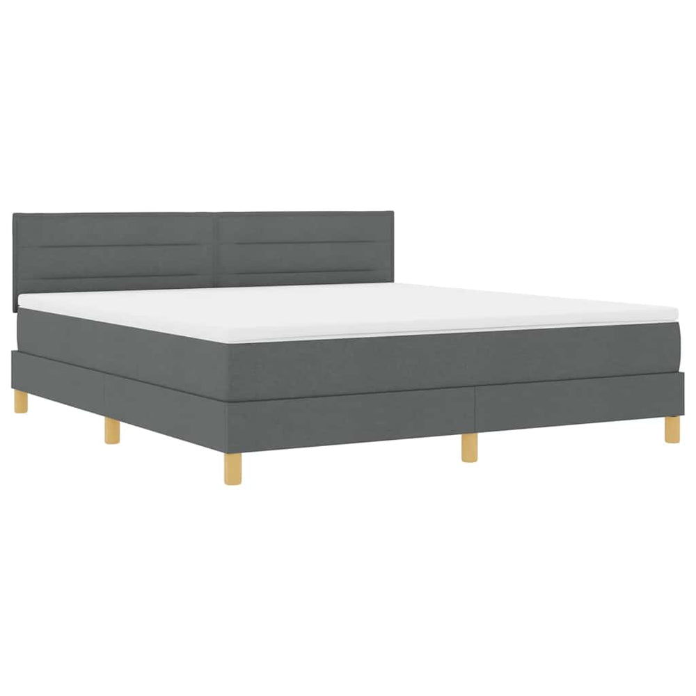 vidaXL Lit coffre à LED avec tête de lit Gris foncé 180 x 200 cm Tissu