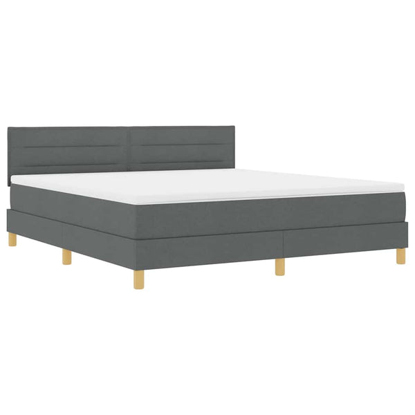 vidaXL Lit coffre à LED avec tête de lit Gris foncé 180 x 200 cm Tissu