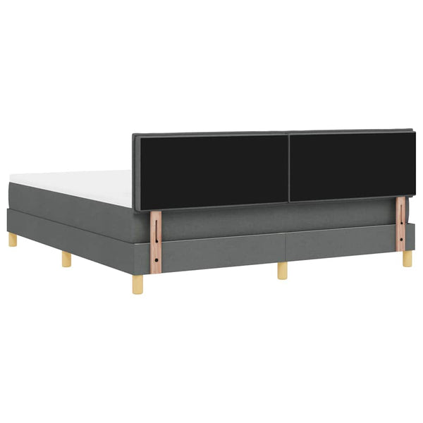 vidaXL Lit coffre à LED avec tête de lit Gris foncé 180 x 200 cm Tissu