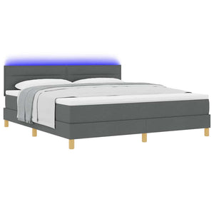vidaXL Lit coffre à LED avec tête de lit Gris foncé 180 x 200 cm Tissu