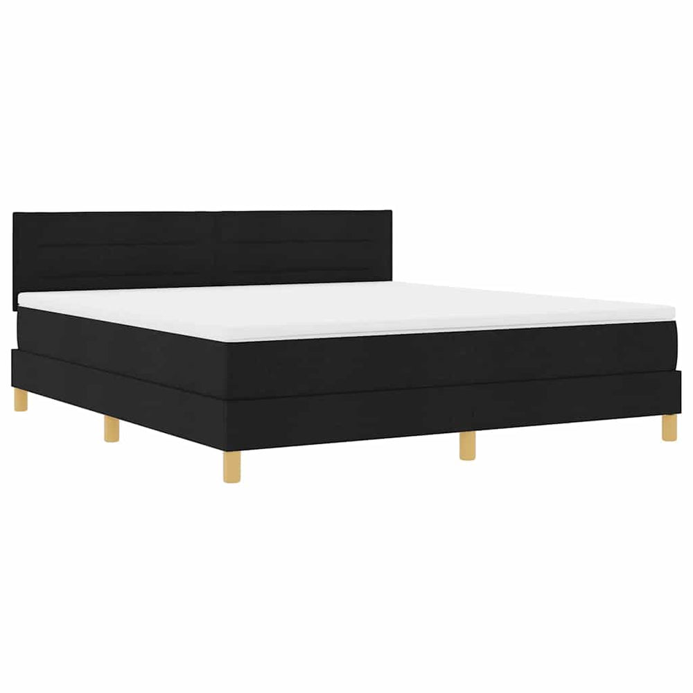 vidaXL Lit capitonné LED avec tête de lit tissu noir 180 x 200 cm