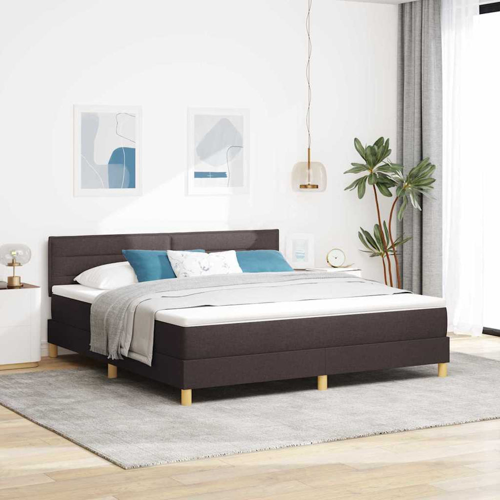 vidaXL Lit tapissier LED avec tête de lit marron foncé 180 x 200 cm Tissu