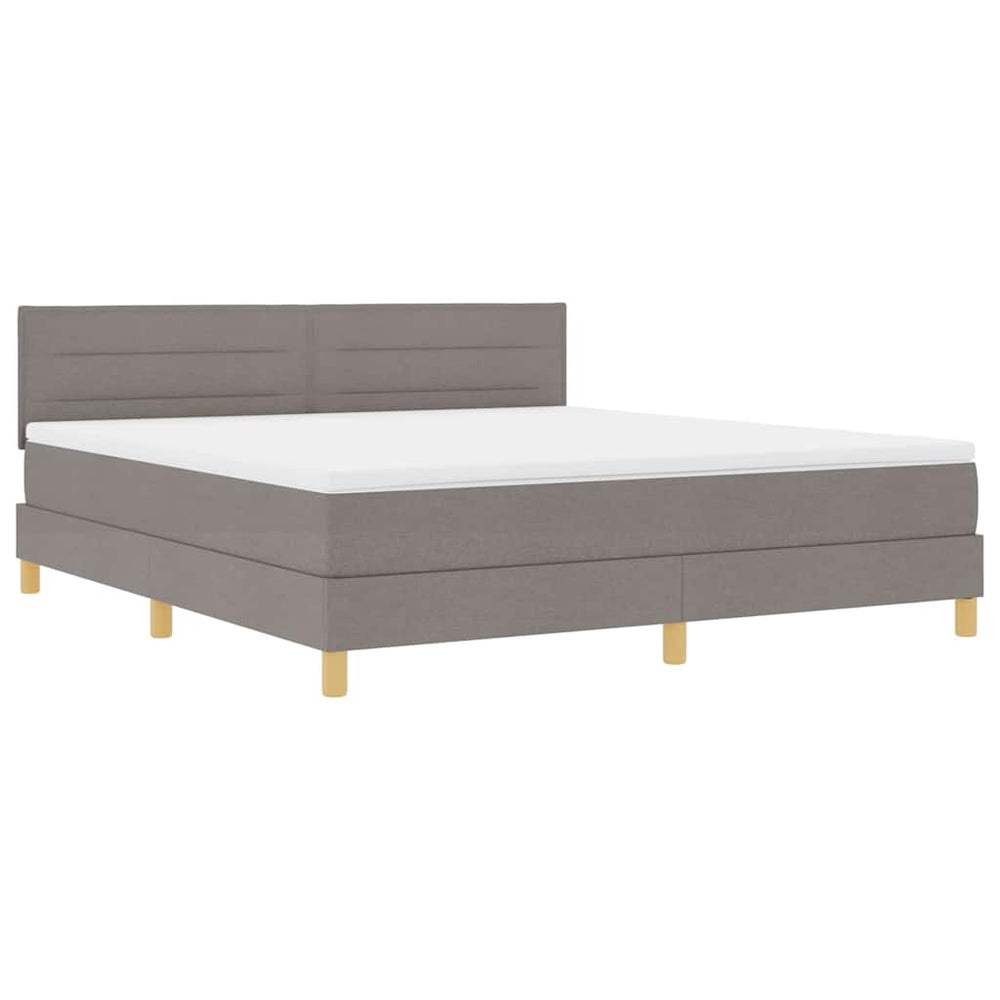 vidaXL Lit coffre à LED avec bandes lumineuses LED Taupe 180 x 200 cm Tissu