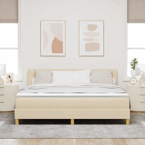 vidaXL Lit Boxspring LED avec bandes lumineuses LED crème 180 x 200 cm Tissu