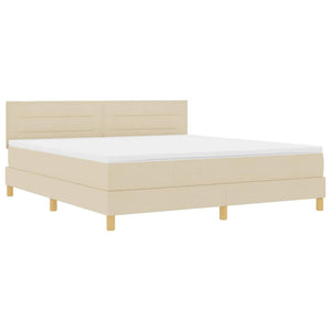 vidaXL Lit Boxspring LED avec bandes lumineuses LED crème 180 x 200 cm Tissu