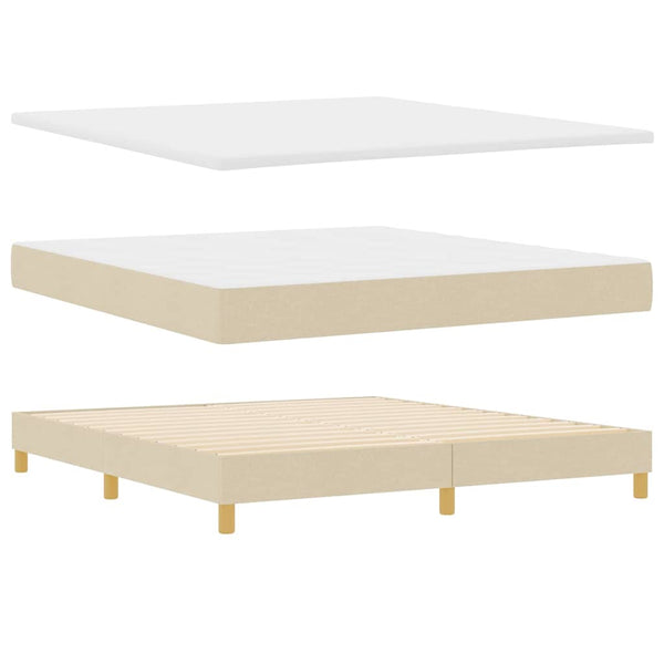 vidaXL Lit Boxspring LED avec bandes lumineuses LED crème 180 x 200 cm Tissu
