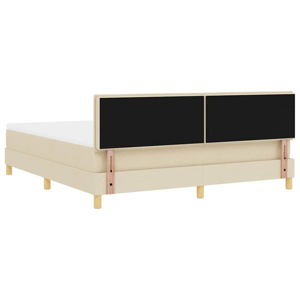 vidaXL Lit Boxspring LED avec bandes lumineuses LED crème 180 x 200 cm Tissu