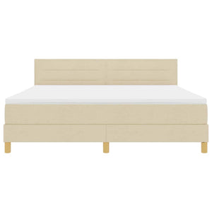 vidaXL Lit Boxspring LED avec bandes lumineuses LED crème 180 x 200 cm Tissu